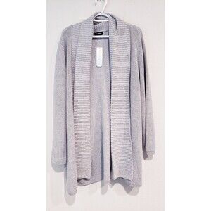 NWT 525 America Gray Shawl Collar Open Long Cardigan Sweater XXL Thick Cotton